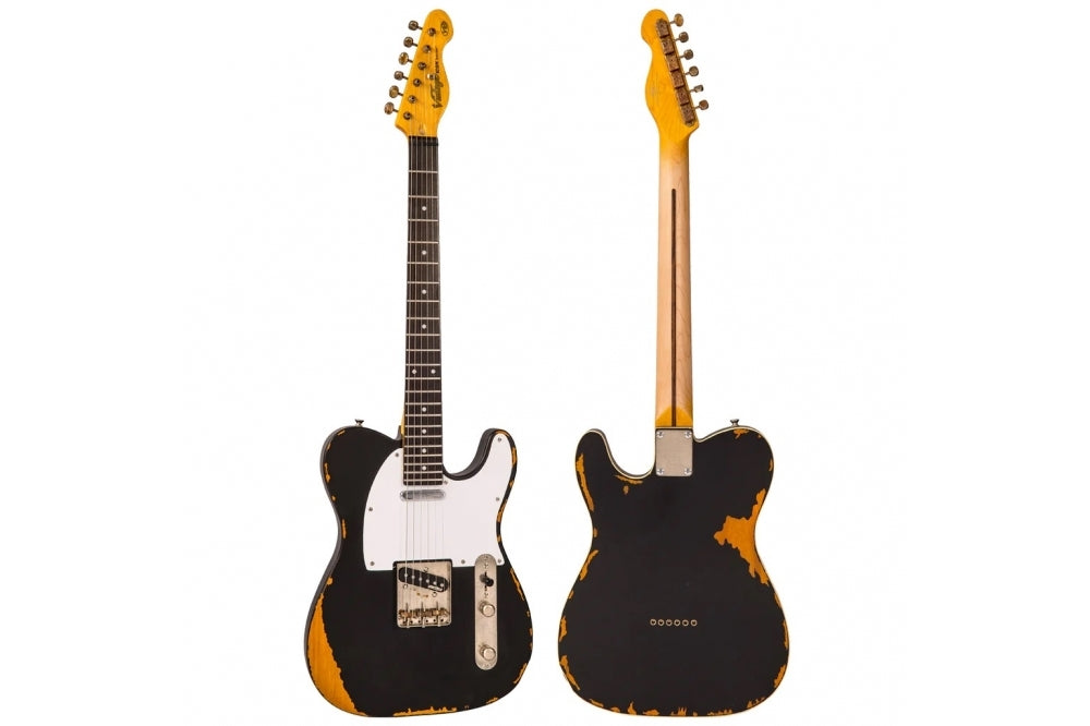 Vintage V62 ICON Electric Guitar Distressed Black