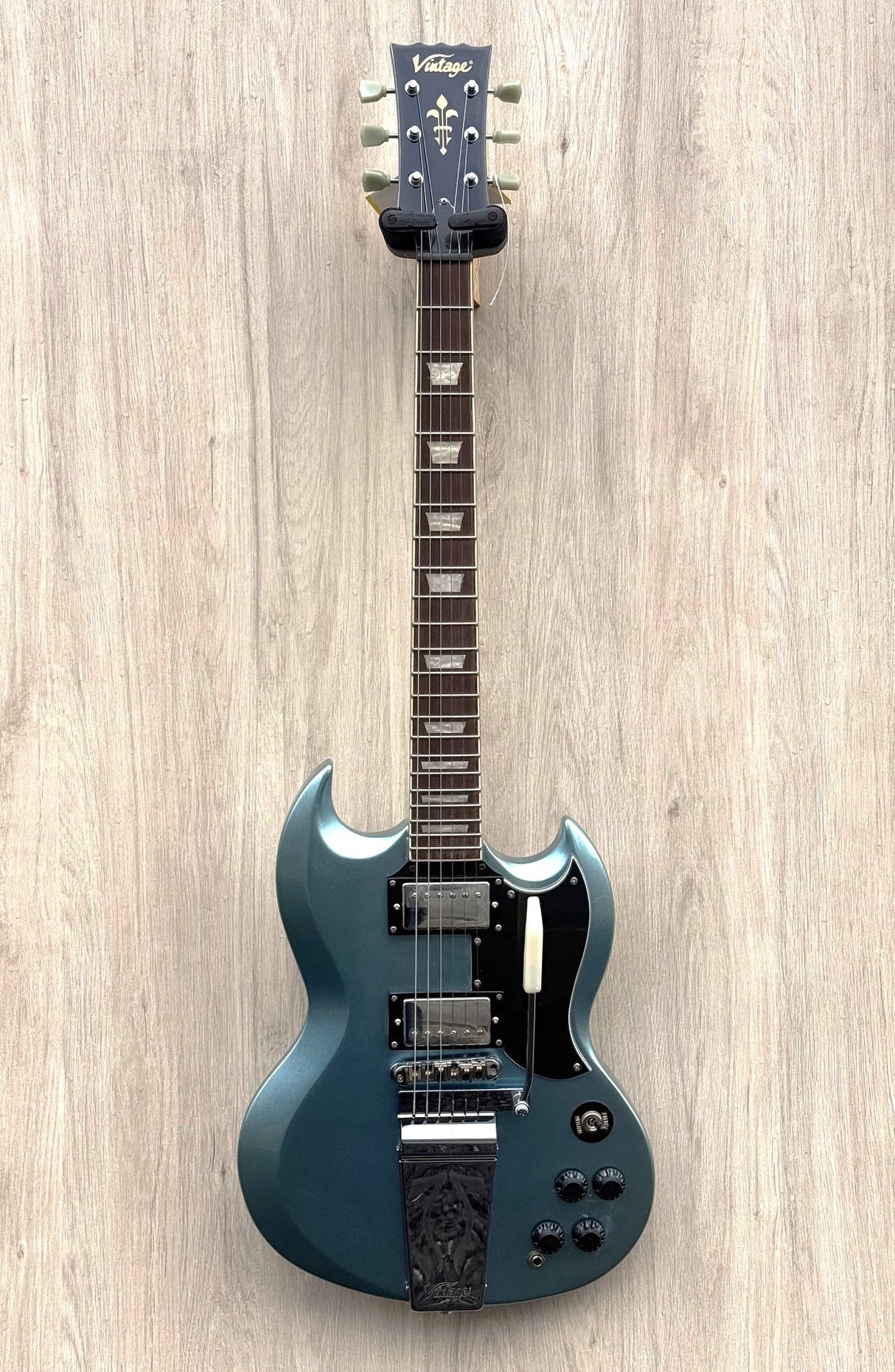 Vintage VS6 ReIssued with Vibrola Tailpiece - Gun Hill Blue
