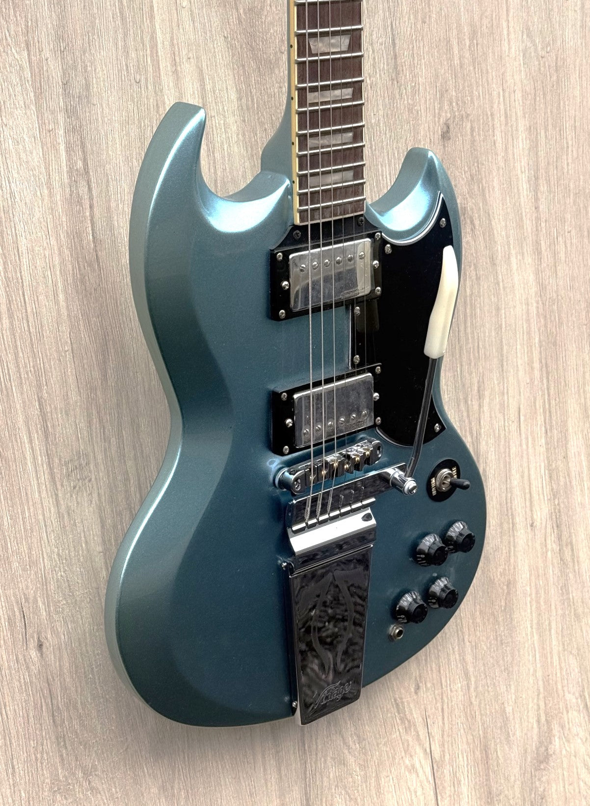 Vintage VS6 ReIssued with Vibrola Tailpiece - Gun Hill Blue