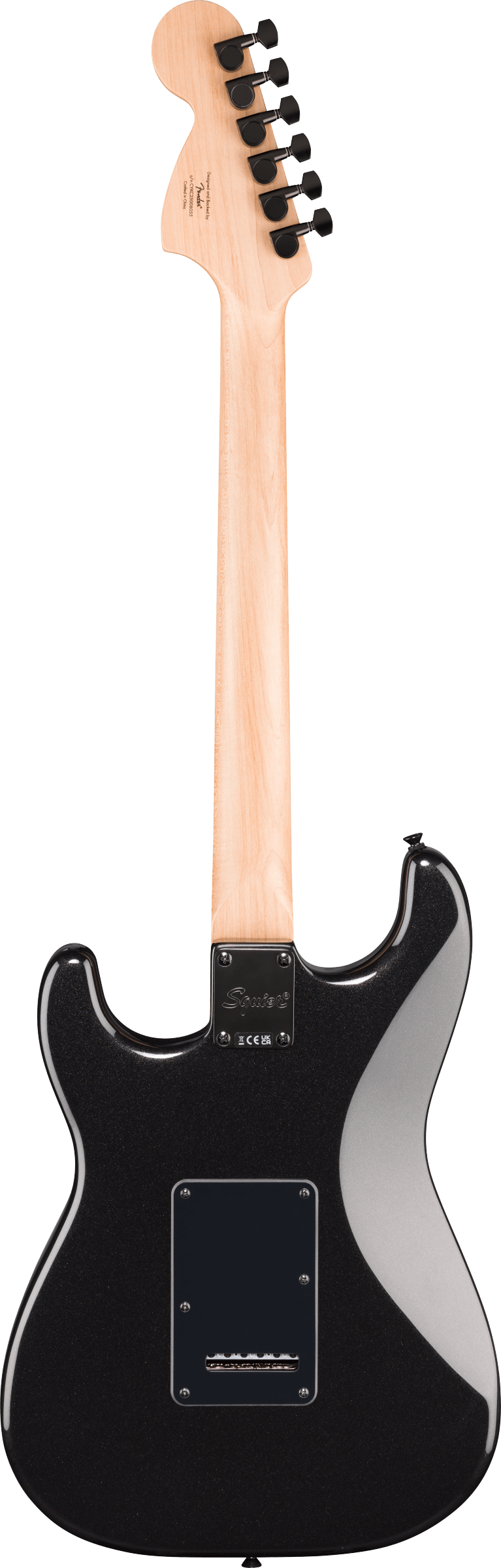 Squier FSR Affinity Strat HH Metallic Black With Black Hardware And Matching Headstock
