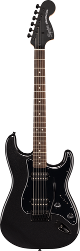 Squier FSR Affinity Strat HH Metallic Black With Black Hardware And Matching Headstock