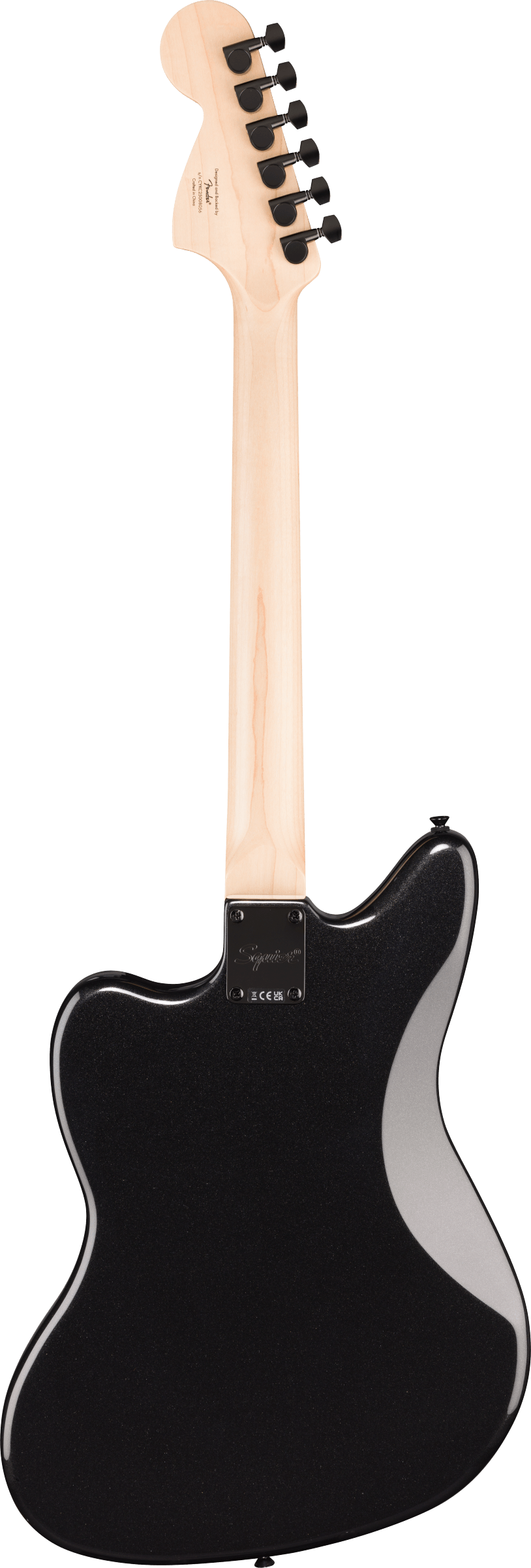 Squier FSR Affinity Jaguar Metallic Black With Black Hardware And Matching Headstock
