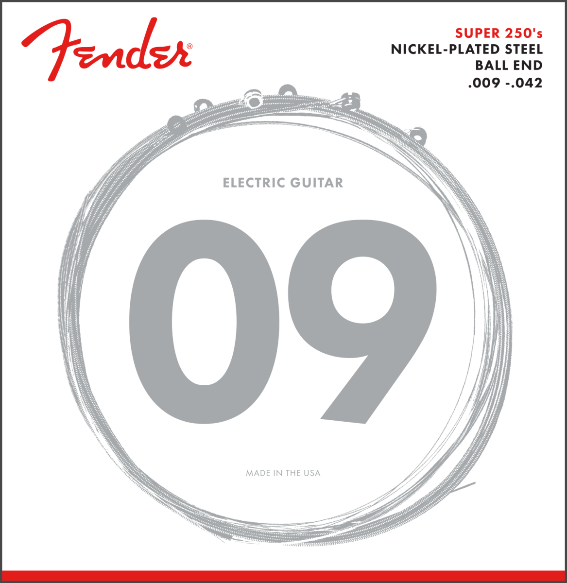 Fender Super 250 Guitar Strings Nickel Plated Steel Ball End 250L 9-42