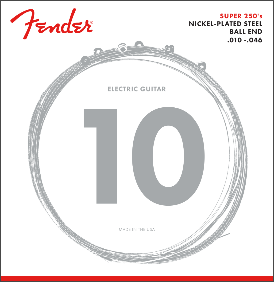 Fender Super 250 Guitar Strings Nickel Plated Steel Ball End 250R 10-46