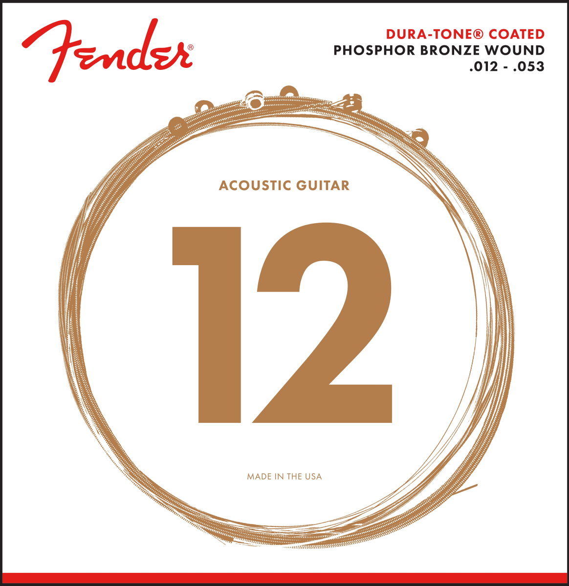 Fender 860L Phosphor Bronze Dura-Tone Coated Acoustic Strings 12-53