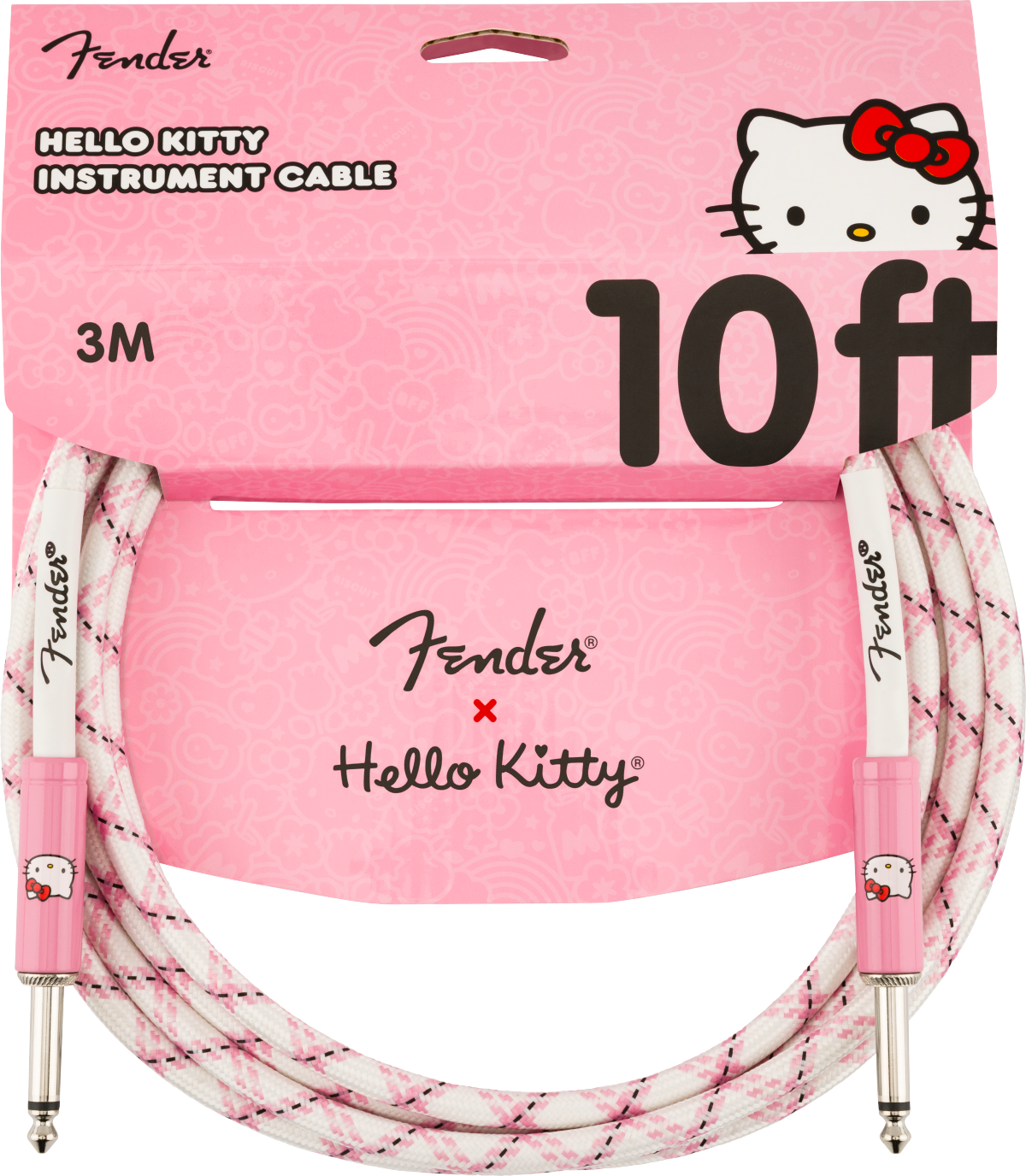 Fender x Hello Kitty White/Pink Woven Guitar Cable 10ft