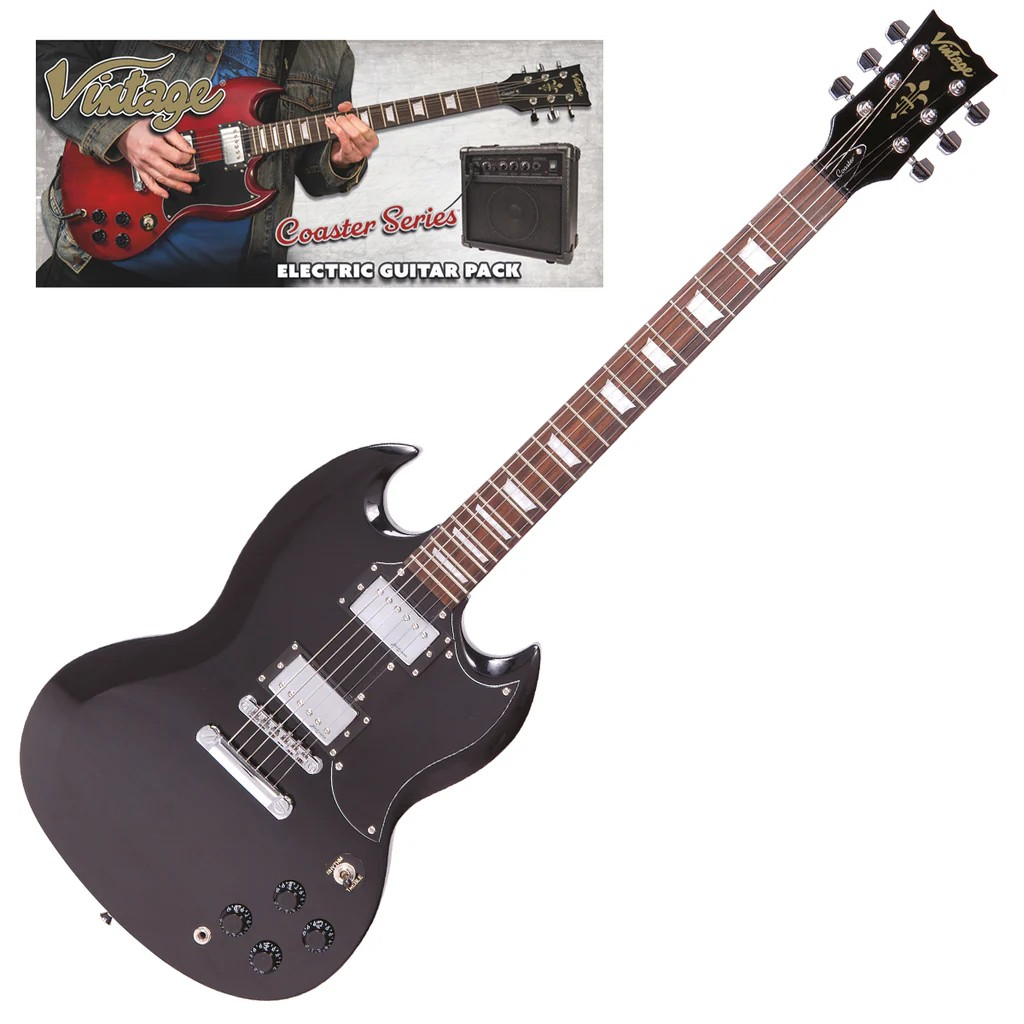 Vintage V69 Coaster Series Electric Guitar Pack - Boulevard Black