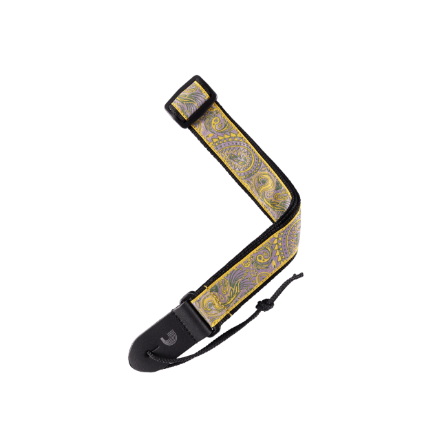 D Addario Jacquard Ukulele Strap Paisley Yellow/Purple