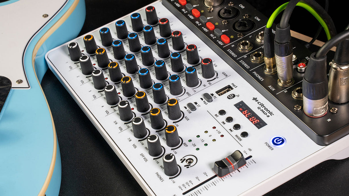 Citronic Q-PAD-8 Compact Mixer with USB Bluetooth and Audio Interface