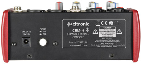 Citronic SM-4 Compact Mixer With USB and  Bluetooth