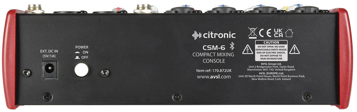 Citronic CSM-6 Compact Mixer With USB and Bluetooth