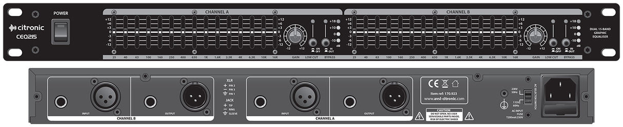 Citronic CEQ215 Dual 15-band Graphic EQ