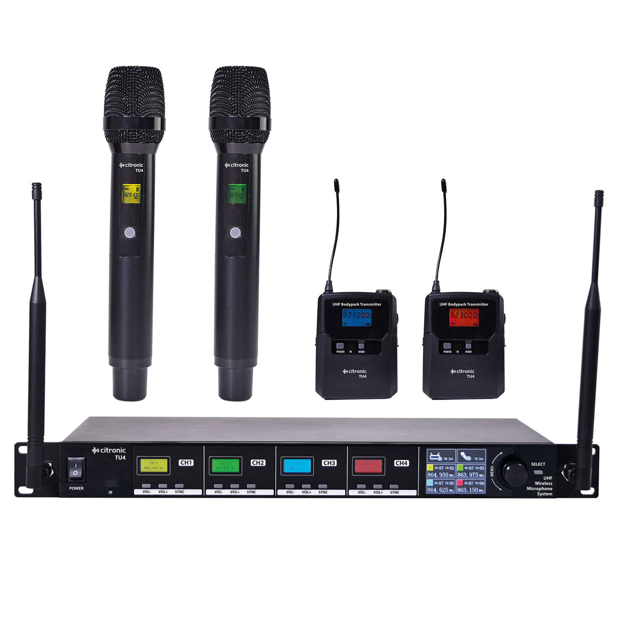 Citronic TU4-C Quad PLL Tuneable UHF Wireless Microphone System
