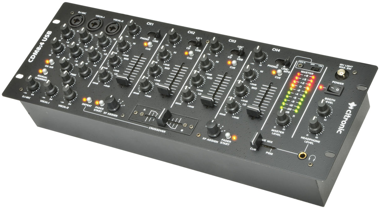 Citronic CDM8:4 USB 4 Channel 19in Rack Mount DJ Mixer