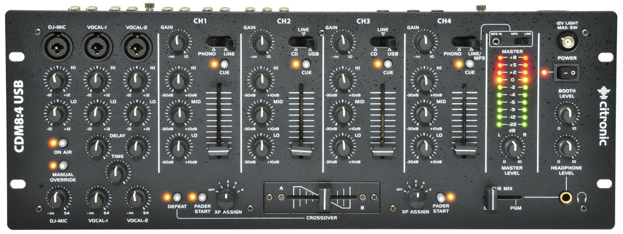 Citronic CDM8:4 USB 4 Channel 19in Rack Mount DJ Mixer