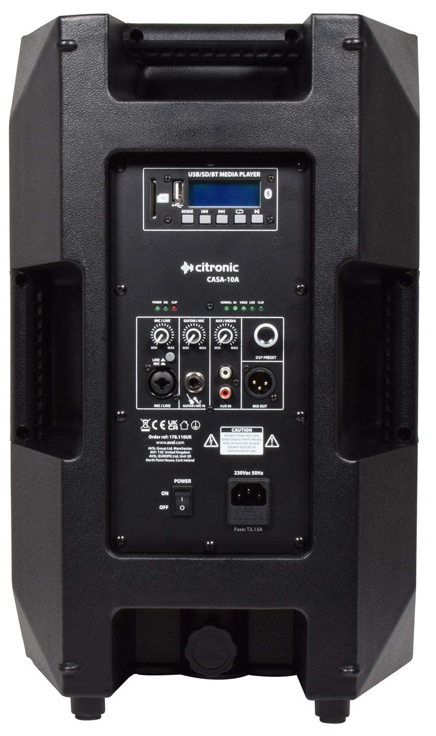 Citronic CASA-10A Active PA Cabinet with DSP, USB/SD and Bluetooth