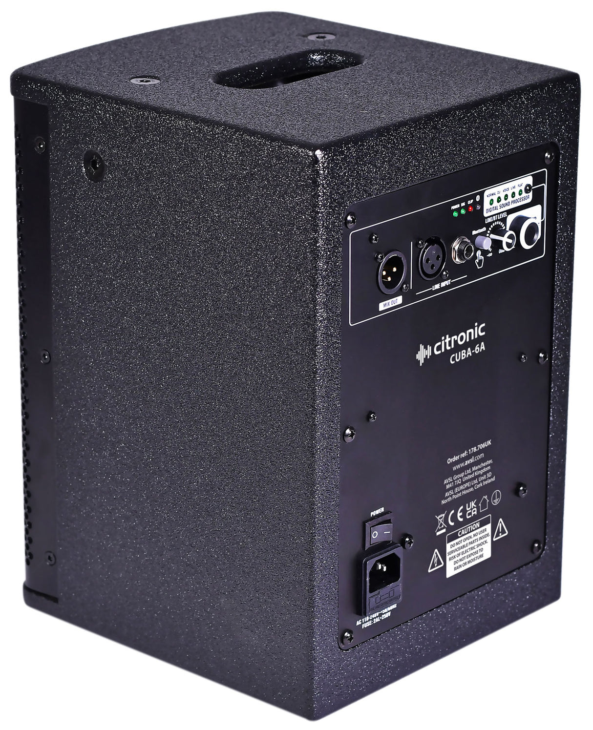 Citronic CUBA-6A Active 6.5in 100W Full-Range PA Speaker with DSP And Bluetooth