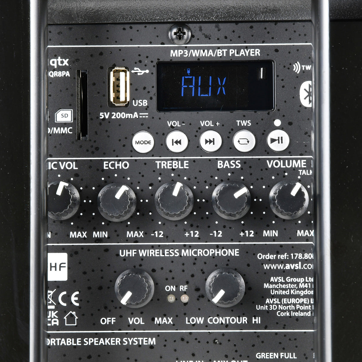 QTX QR8PA 50W Portable PA Speaker with TWS Bluetooth And UHF Mic