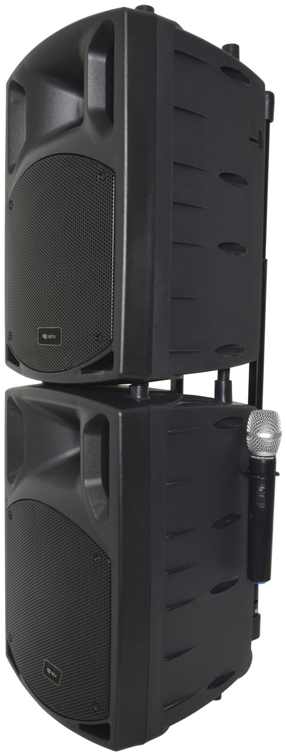 QTX PAV 10 Portable PA Set with UHF Mics - Bluetooth - Rechargeable Battery