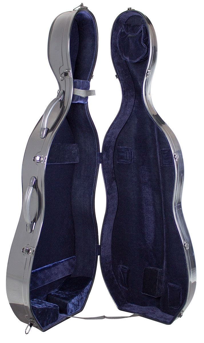 Hidersine Case Cello Fibreglass Blue + Wheels