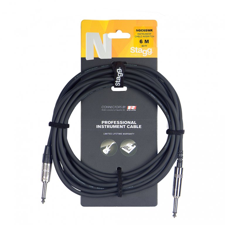 Stagg NGC3SWR Instrument cable, jack/jack (m/m), 3 m (10'), with mute switch