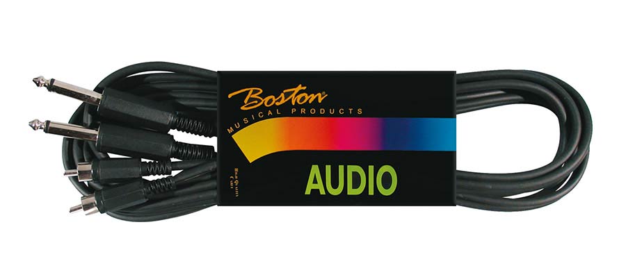 Boston Audio cable, black, 2x rca - 2x jack mono, 3 meter