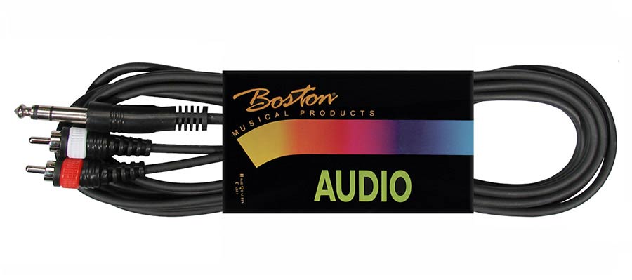 Boston Audio cable, black, 2x rca - jack stereo, 9 meter