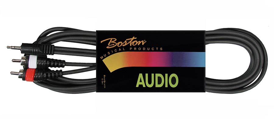 Boston Audio Cable, black, 2x rca - mini-jack mono, 6 meter