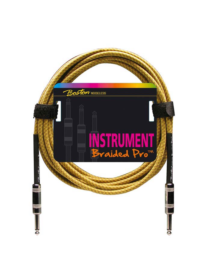 Boston Braided Pro Instrument cable, vintage yellow, 2 x jack metal