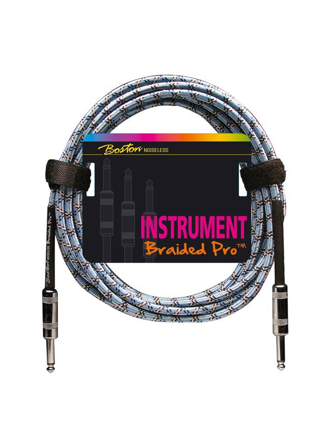 Boston Braided Pro Instrument cable, vintage blue, 2 x jack metal