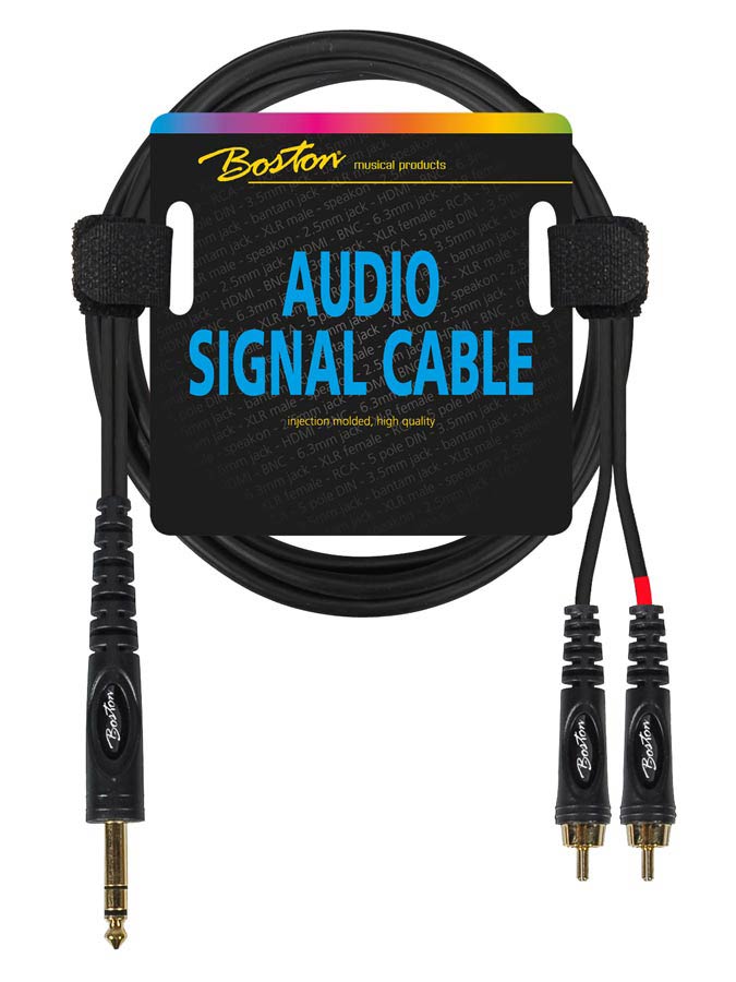 Boston Audio Signal Cable 2x RCA to 6.3mm jack stereo 0.75 meter