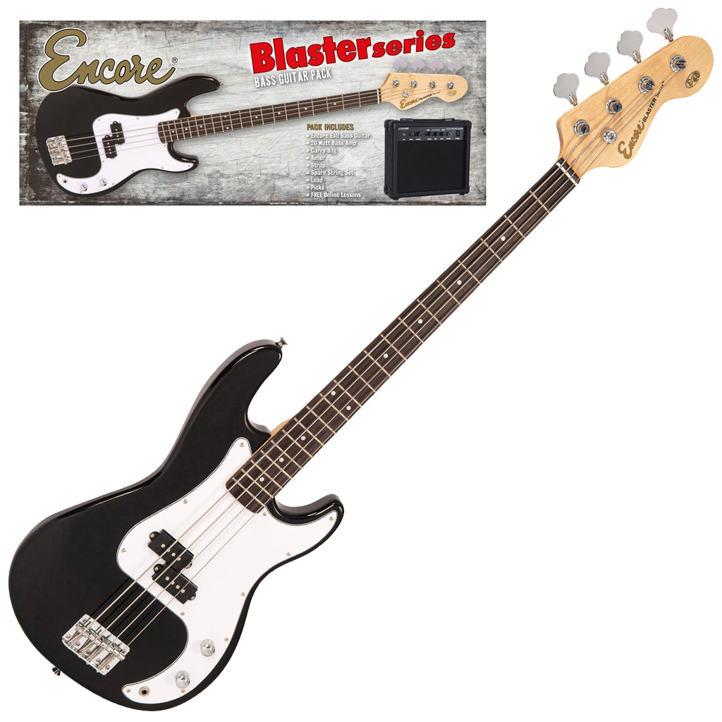 Encore Blaster E40 Bass Guitar Pack - Gloss Black