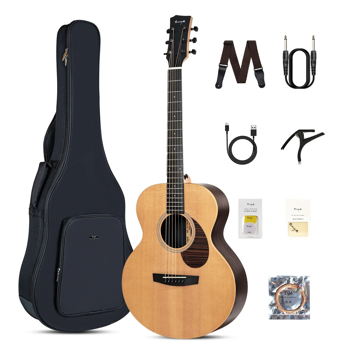 Enya EM X1 Pro Max Electro-Acoustic SP1 Smart Guitar Outfit - 36 inch - Satin Matte