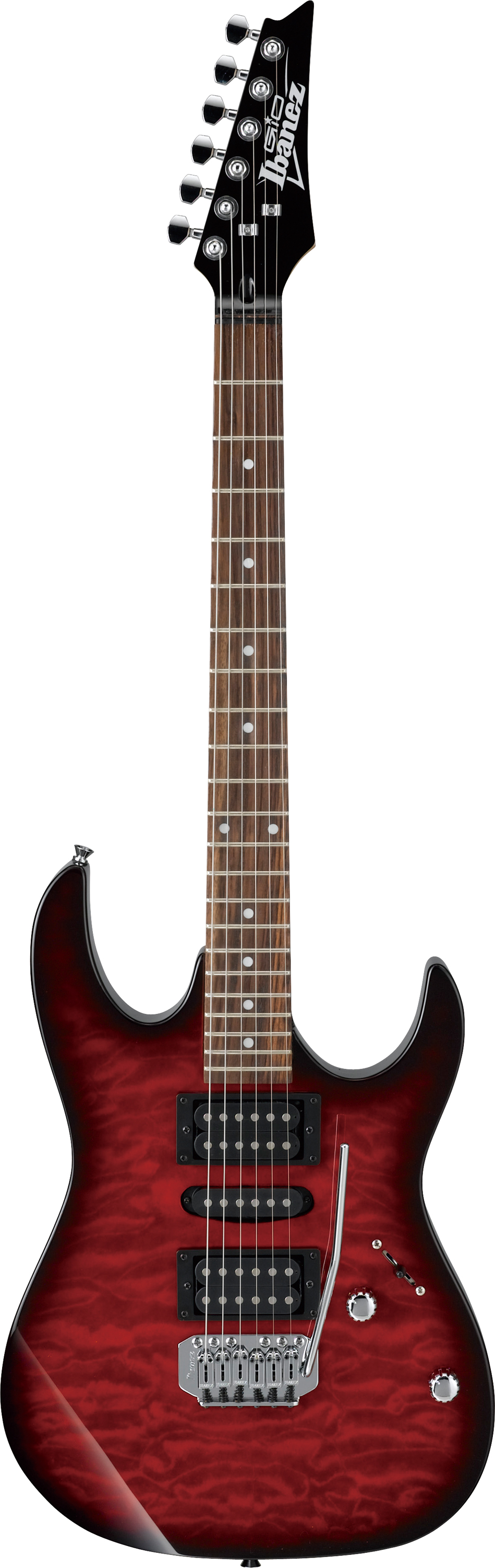 Ibanez GRX70QA GRX Series Transparent Red Burst Art Grain Top