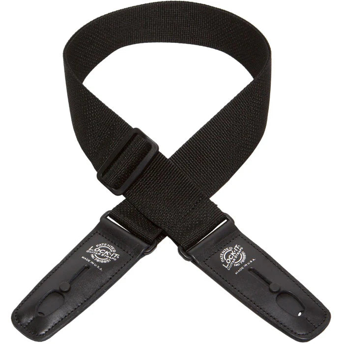 Lock-It 2 Poly Black Guitar Strap