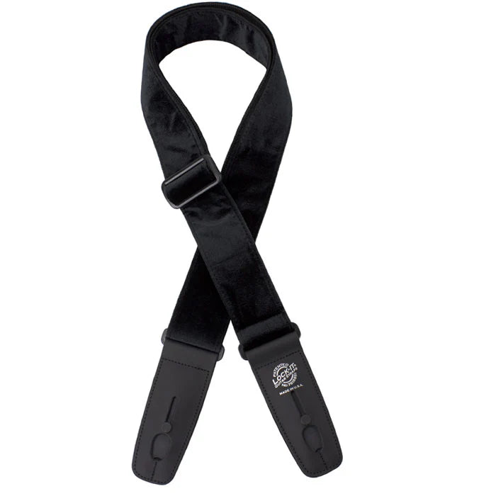 Lock-It 2in Crushed Velvet Black Guitar Strap