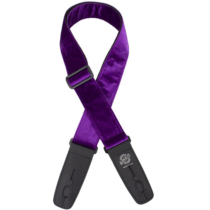 Lock-It 2in Crushed Velvet Purple Guitar Strap