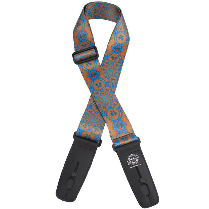 Lock-It 2in Psychedelic Orange Blue Guitar Strap