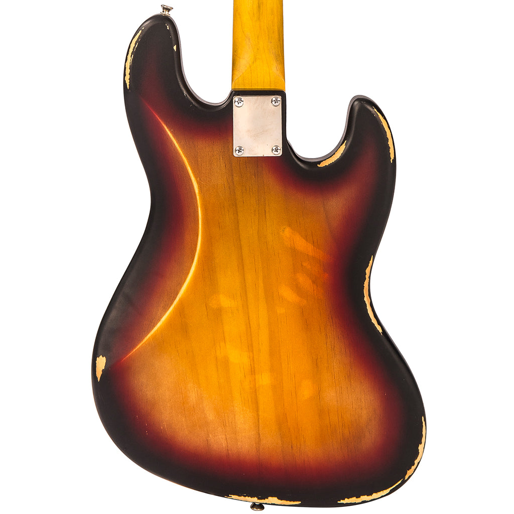 Vintage V74 Icon Left Hand Fretless Bass - Sunset Sunburst