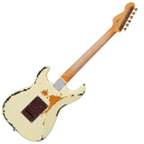 Vintage V6 ICON Electric Guitar Distressed White Over Sunburst