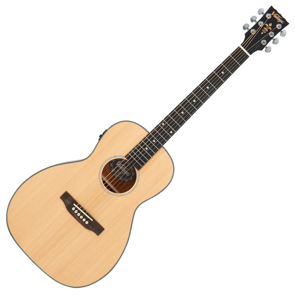 Vintage Stage Series Parlour Electro-Acoustic Guitar - Natural