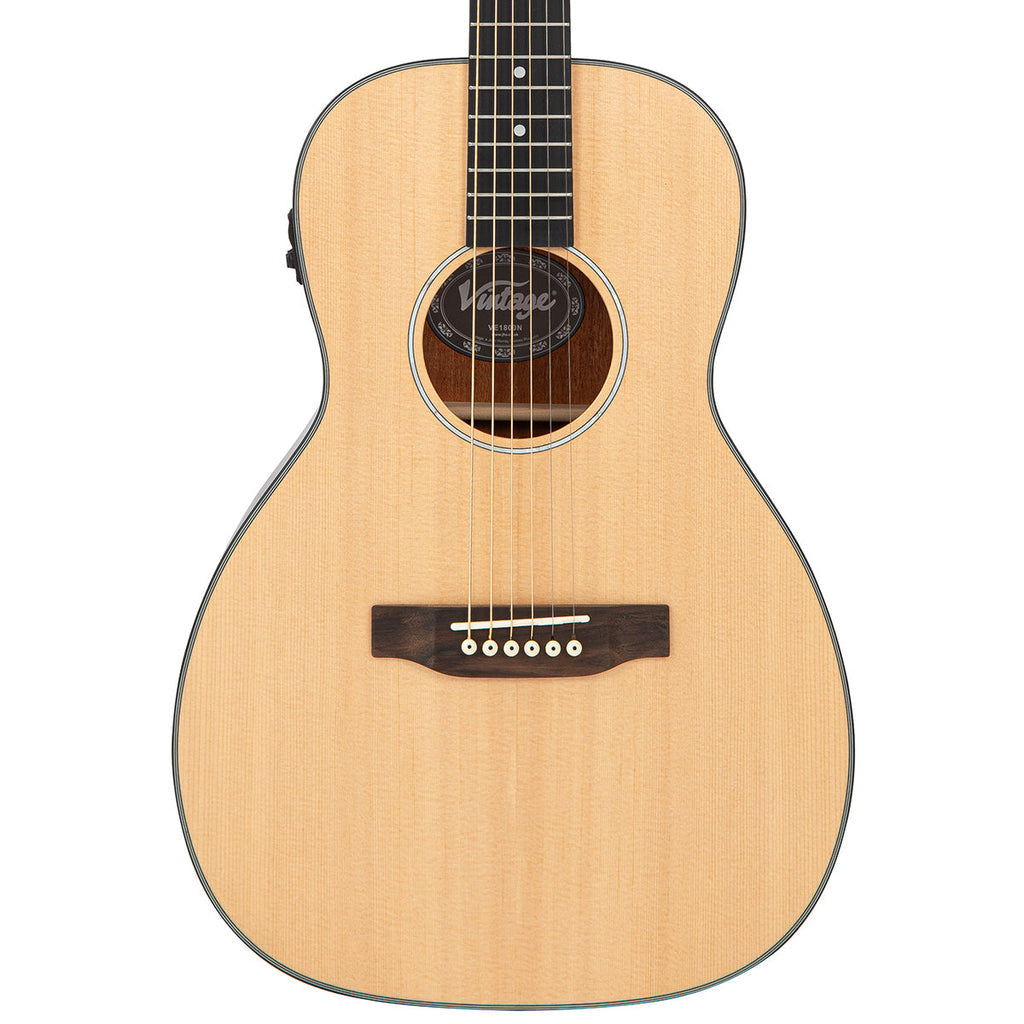 Vintage Stage Series Parlour Electro-Acoustic Guitar - Natural