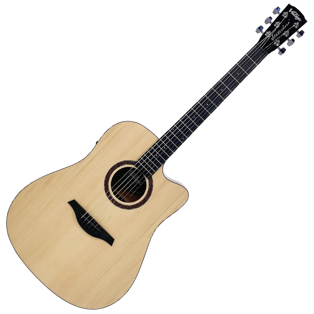 Vintage Statesboro Moonshine Dreadnought Electro-Acoustic Guitar - Natural Moonshine