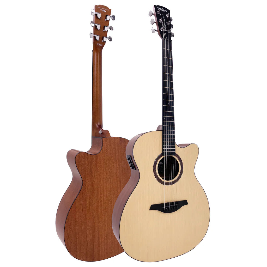 Vintage Statesboro Moonshine Orchestra Electro-Acoustic Guitar - Natural Moonshine