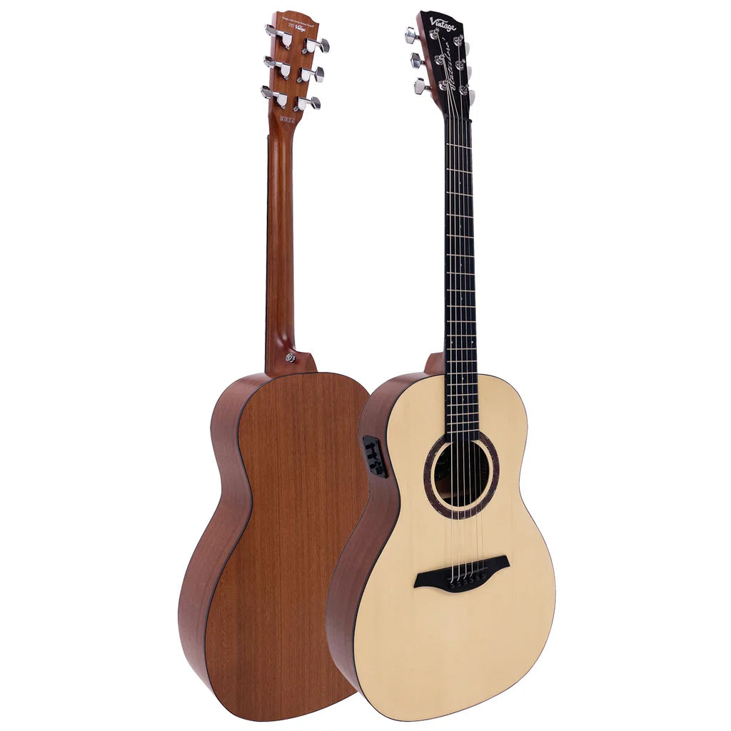 Vintage Statesboro Moonshine Parlour Cutaway Electro-Acoustic Guitar - Natural Moonshine