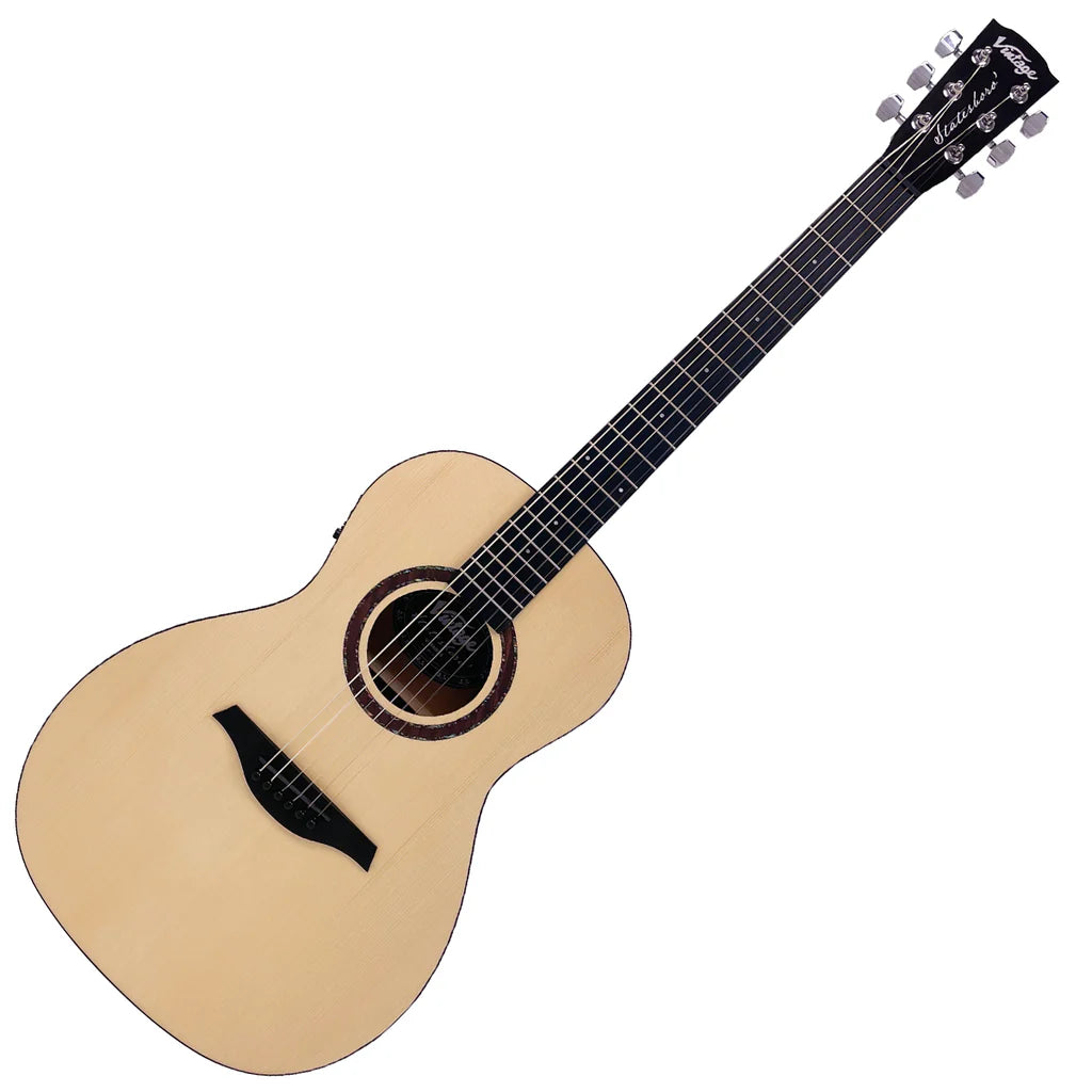 Vintage Statesboro Moonshine Parlour Cutaway Electro-Acoustic Guitar - Natural Moonshine