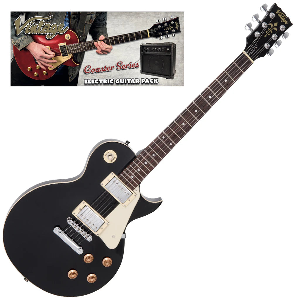 Vintage V10 Coaster Series Electric Guitar Pack - Boulevard Black