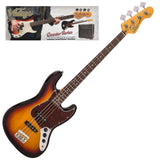 Vintage V49 Coaster Series Bass Guitar Pack - 3 Tone Sunburst