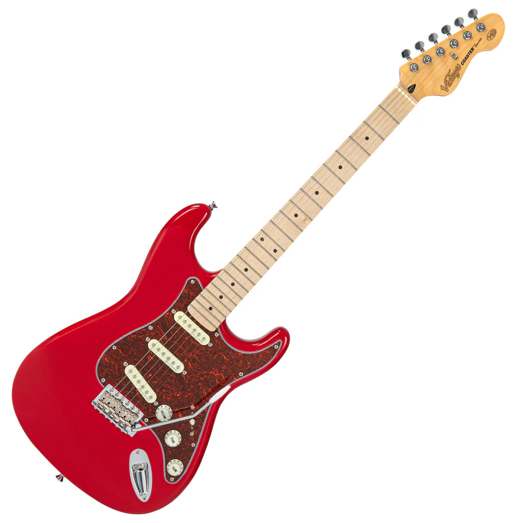 Vintage V60 Maple Coaster Series Electric Guitar Pack - Gloss Red