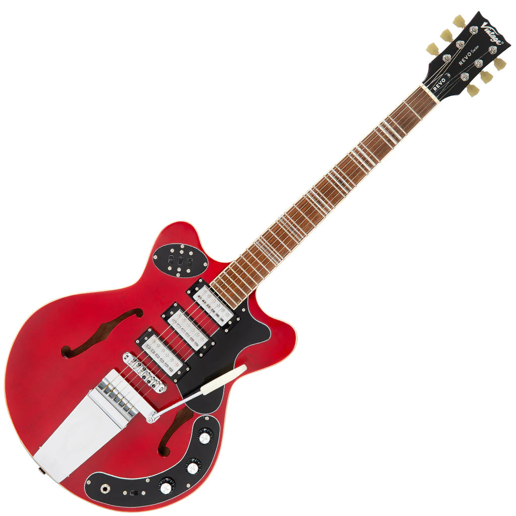 Vintage REVO Series Superthin Electric Guitar - Cherry Red
